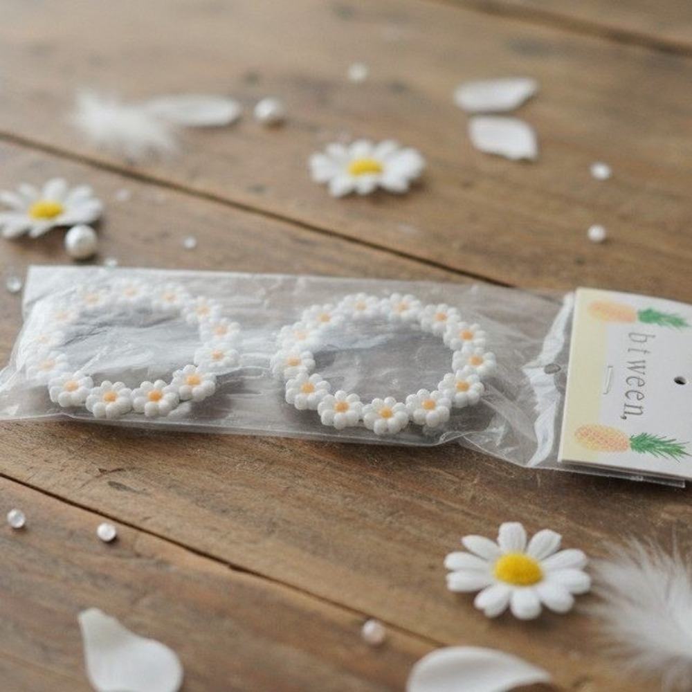 Btween Kids Daisy Flower Round Sunglasses,‎ White Yellow Floral Clear Frame, NWT